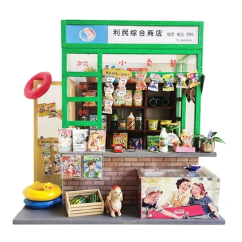 DIY de Madeira Casa de bonecas em Miniatura, com Mobiliário Kit Lanche Chinês Modelo de Loja Dollhouses Montagem de Brinquedos de Crianças Menina Dom Casa