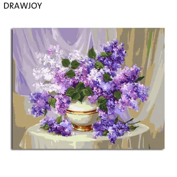 DRAWJOY quadro DIY Pintura Números de Pintura a Óleo Da Flor de Decoração de Casa de Pintura e Caligrafia Para Sala de estar