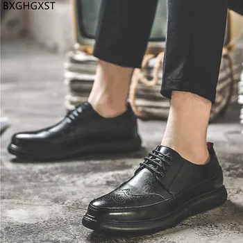 Homens negros Sapatos de Couro Casual de Negócios Sapatos de Homens de Oxford, Sapatos de Casamento para o Noivo 2022 Chaussure De Homme Zapatos De Hombre