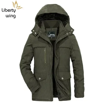 Inverno Homens Tático Militar Plus Size 5XL Sobretudo Safari Forro de Pele Quente Outwear Casaco de Homem Permeável Casual Jaqueta casaco com carapuço