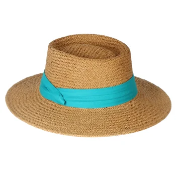 Menina de moda do Chapéu de Palha laço de Fita Chapéu de Praia Grande Côncavo Casual de Verão, Panamá, Chapéus de Palha de Papel para as mulheres