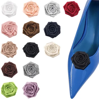 Moda Rosa Sapato do Casamento Clipes Destacável Sapato Enfeite Cor Sólida Sapato Flor Senhoras de Salto Alto Decoração DIY de Artesanato 2Pcs