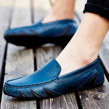 O Azul clássico dos Homens de Couro Sapatos de Tamanho Grande, De 47 Plano de Polvo Sapatos Casuais Macio e Confortável Condução Sapatos Homens zapatos hombre