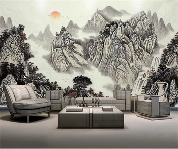 Personalizado com Foto de papel de Parede Novo Chinês Tinta Paisagem 3D Mural de parede para quartos de paredes de Pintura e Papel De Parede