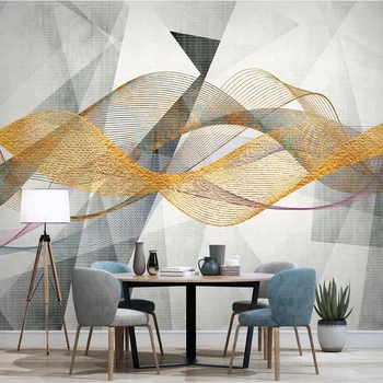 Personalizado com Foto de papel de Parede Nórdicos Moderno e Minimalista 3D Abstrata Geométrica da Linha de TV da Sala de estar Sofá de Fundo Mural de Decoração de Casa