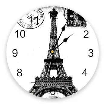 Preto-E-Branco de Paris Design de Relógios de Parede Silenciosa Casa de Café Office Decoração da Parede para a Cozinha, Relógios de Parede Arte em Grandes Relógios de Parede 25cm