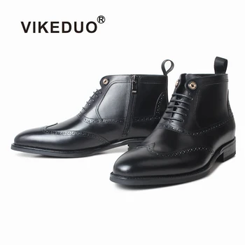 Vikeduo Feita A Mão Western Boots Mercado Global De Actualização De Sapatos Pretos Vestido De Botas Para Homens De Couro Genuíno