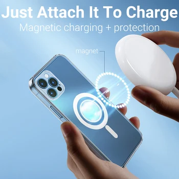 2022 Magnéticos Transparente Anti-Queda caixa do Telefone do Silicone para o IPhone 13 12 11 Pro Max Mini pequeno Furo da Câmara de Proteção de Cobre