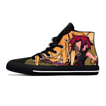 Anime Cartoon Shaman King Asakura Yoh Engraçado Casuais Sapatos de Pano de Alta Superior Respirável Leve Impressão 3D Homens Mulheres Tênis