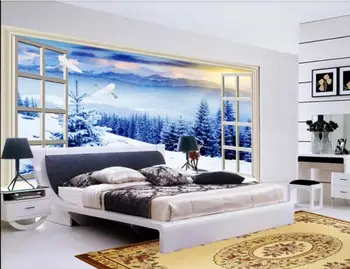 belas paisagens, papéis de parede de neve paisagem PLANO de fundo pintura de decoração de parede de fora da janela